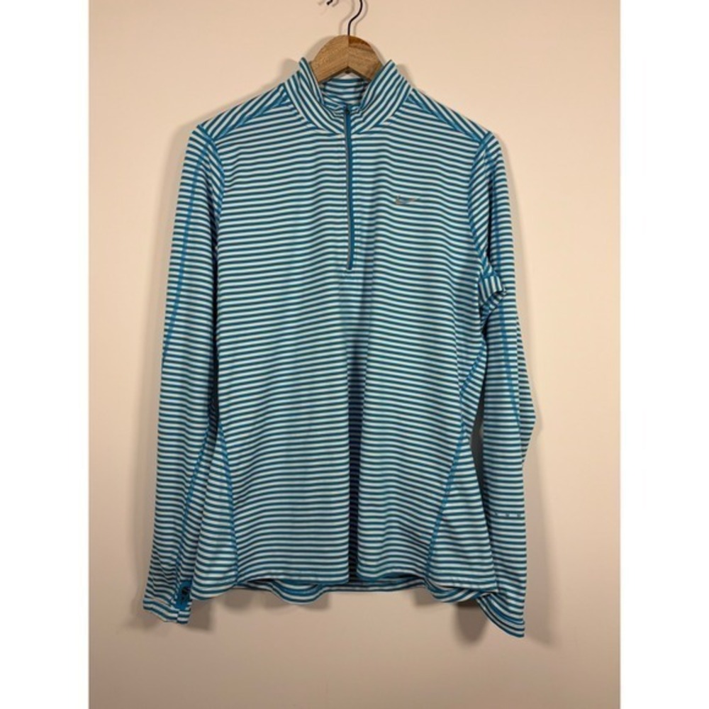 Nike Dri-FIT Womens XL Quarter Zip Striped Long Sleeve Running Top 645648-407